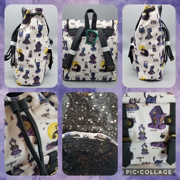 LOUNGEFLY Nightmare Before Christmas Halloween Town Backpack - Picture 3 of 15